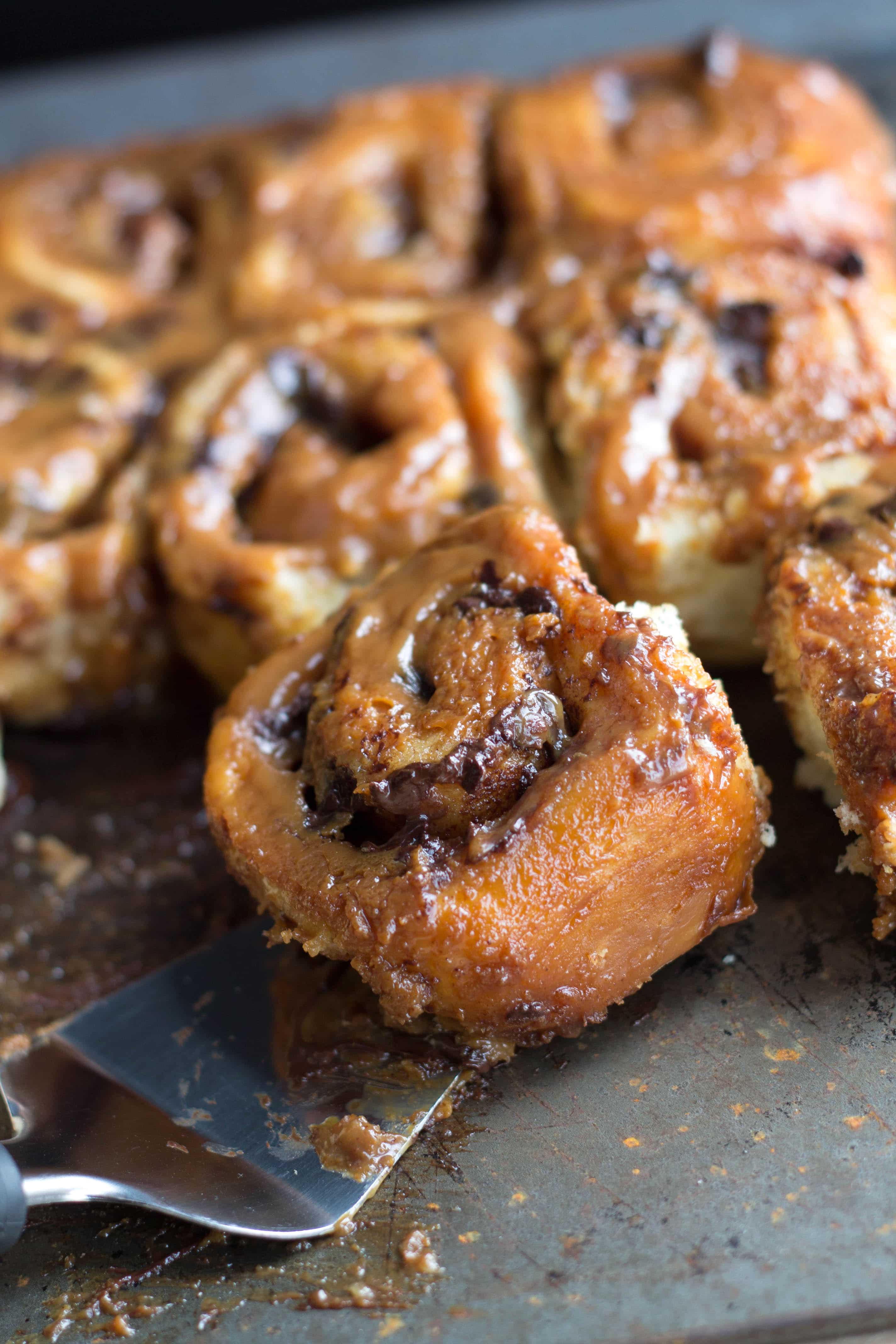 Quick Rise Chocolate & Salted Caramel Sticky Buns Breakfast & dessert