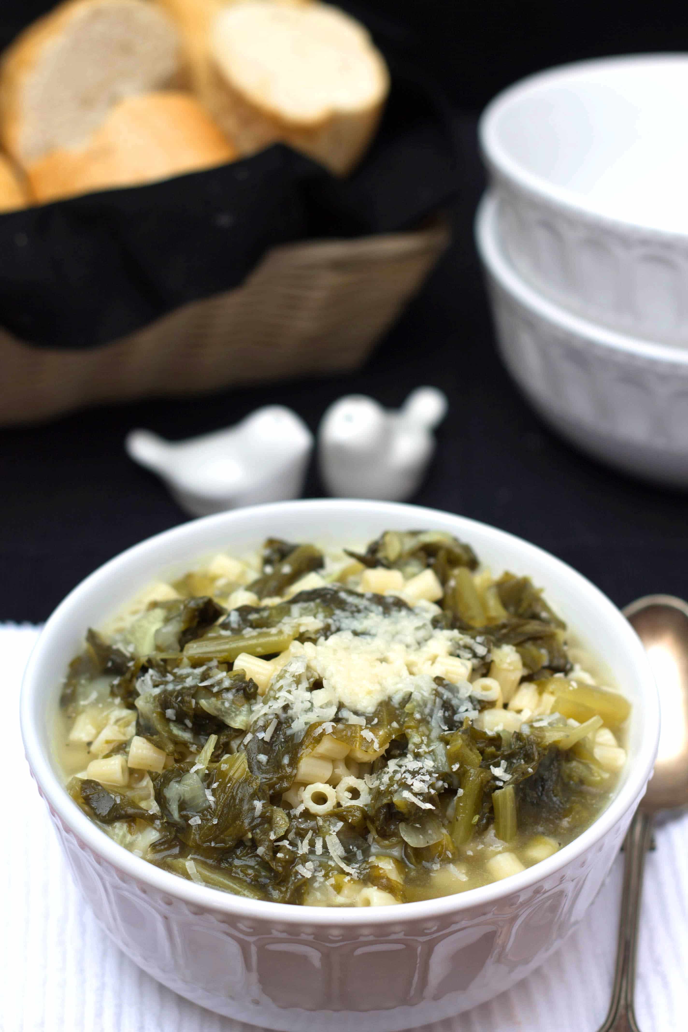Escarole & Pasta Soup Italian Comfort food in a bowl.