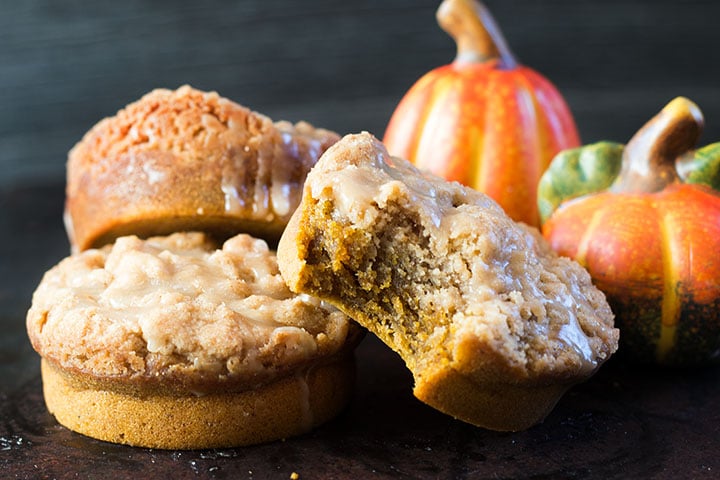 Pumpkin Spiced Crumb Cakes with Maple Glaze