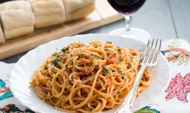 Skinny Spaghetti with Tomato Cream Sauce