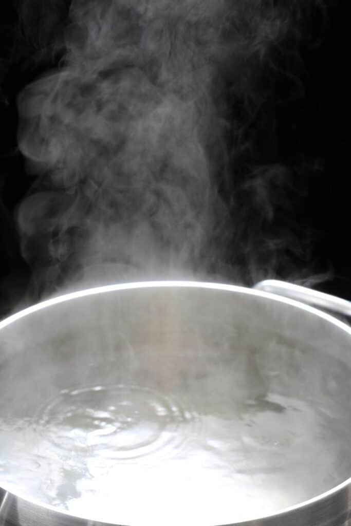 A pot of water on the stove
