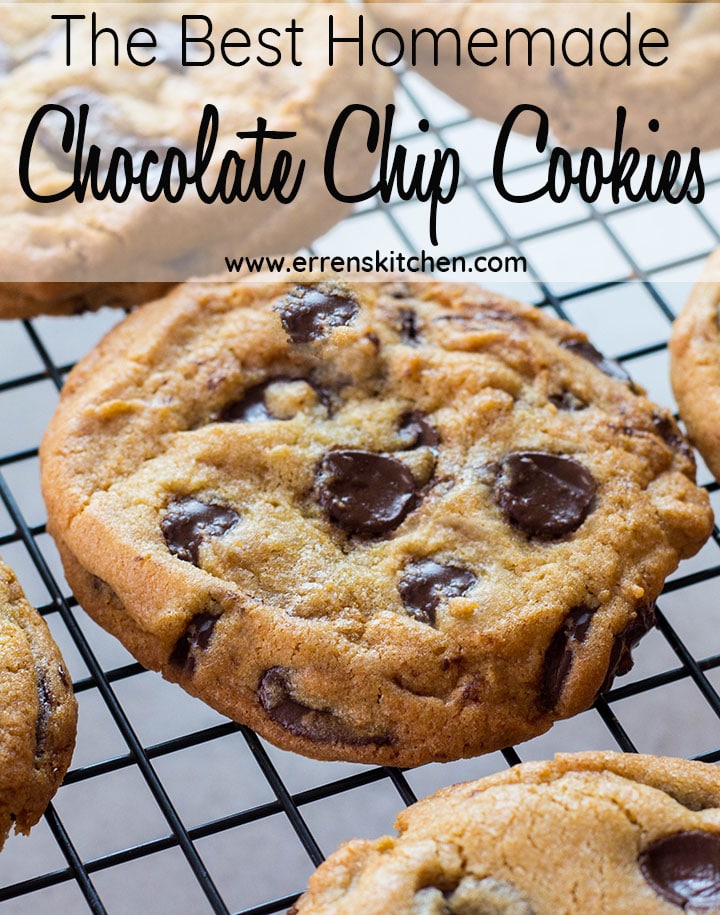 This easy recipe for The Best Homemade Chocolate Chip Cookies makes perfect cookies from scratch that are crispy on the outside with a soft & chewy center. #chocolatechipcookies #cookies #recipe #dessert #christmascookies #cookies...more #cookierecipes #christmascookieexchange #baking #bakingrecipes