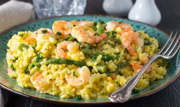 Shrimp and Asparagus Saffron Risotto