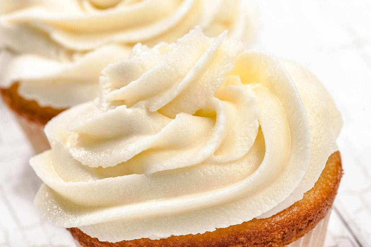 Butter Frosting swirled on top of a cupcake