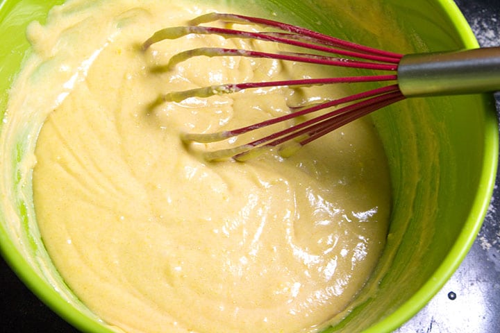 The mixed batter for the corn muffins