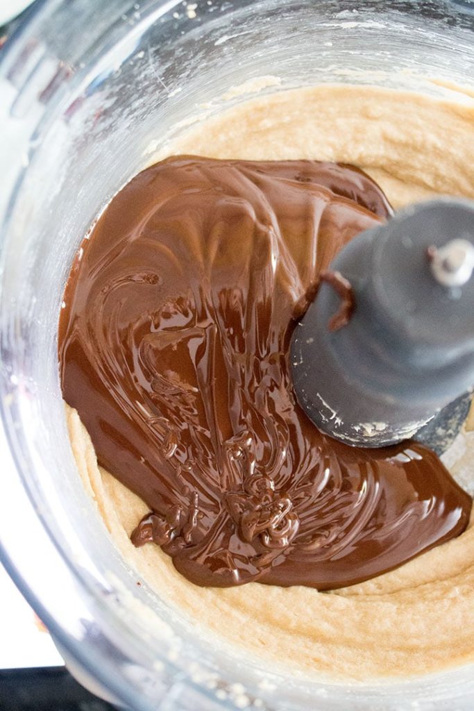 Melted chocolate added to dough