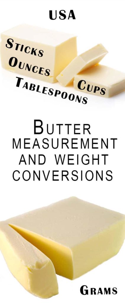 Butter Measurement and Weight Conversions - Erren's Kitchen - US oz, cups, tablespoons & sticks converted to grams