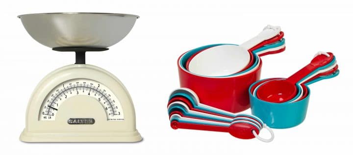 Weighing scales and measuring cups