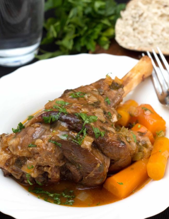 Slow Cooked Lamb Shanks - Erren's Kitchen - This recipe makes a hearty, slow-cooked dish. The succulent lamb meat ends up, melt in your mouth tender!