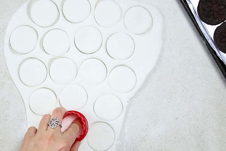 fondant icing with rounds cut out of it