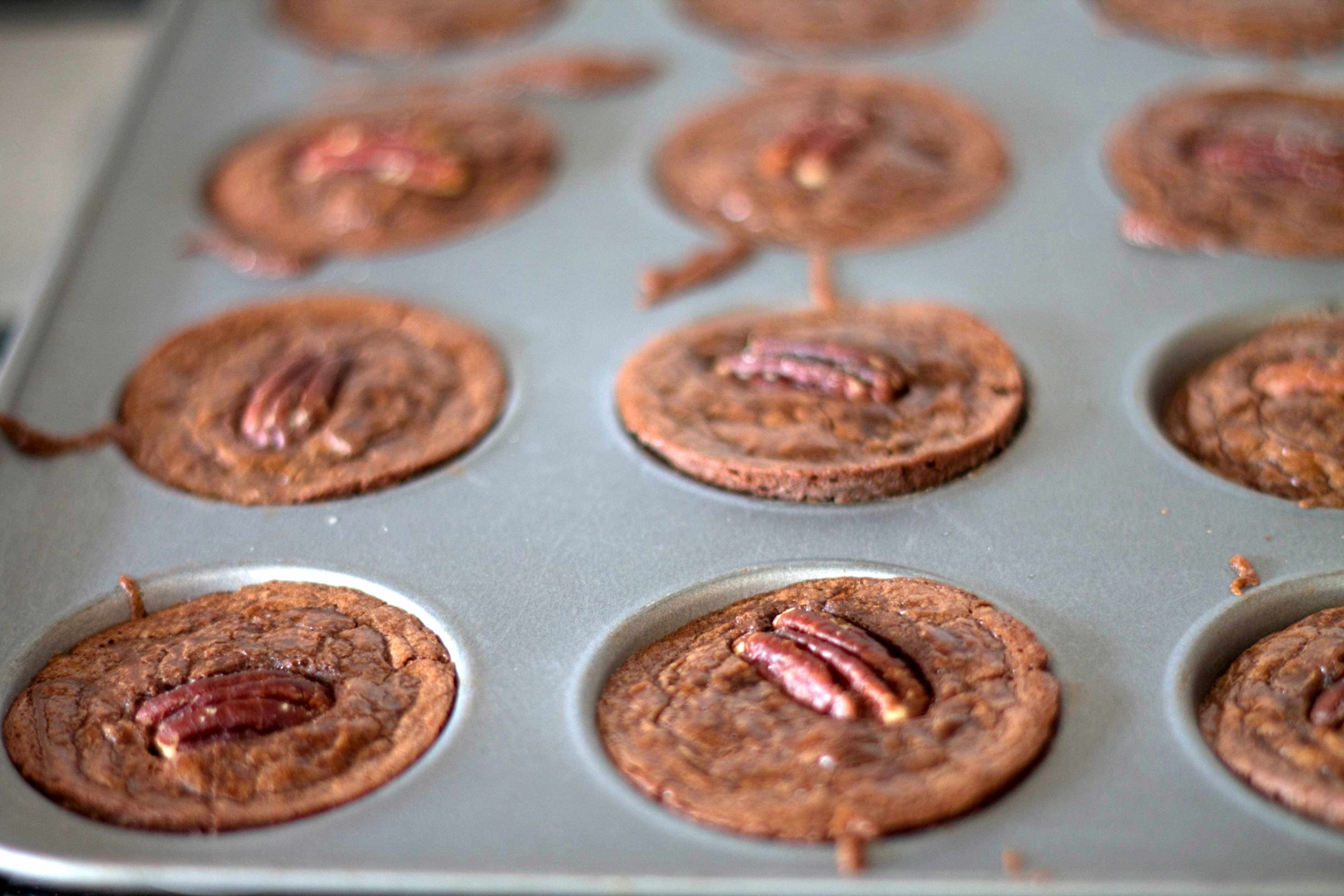 Triple Chocolate Mini Brownies  cooked in a pan
