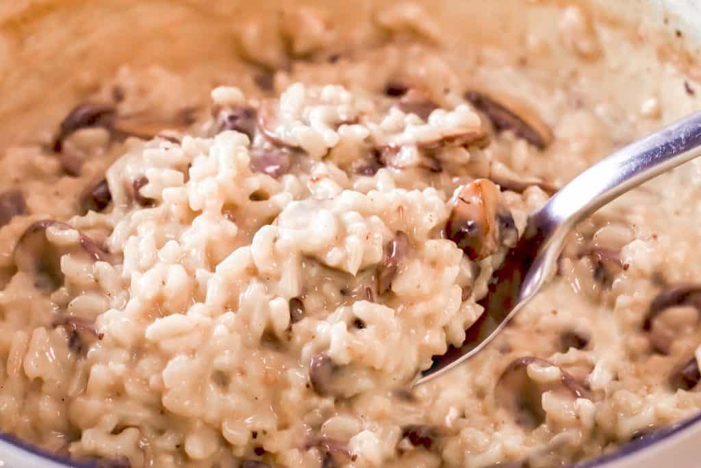 the finished Chicken and Mushroom Risotto ready to serve