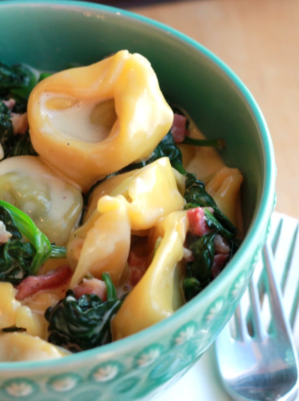 Creamy Tortellini with Pancetta & Spinach Erren's Kitchen
