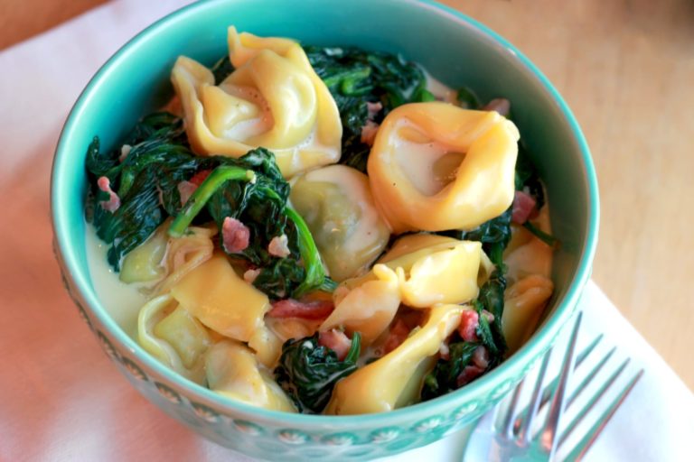 Creamy Tortellini with Pancetta & Spinach Erren's Kitchen