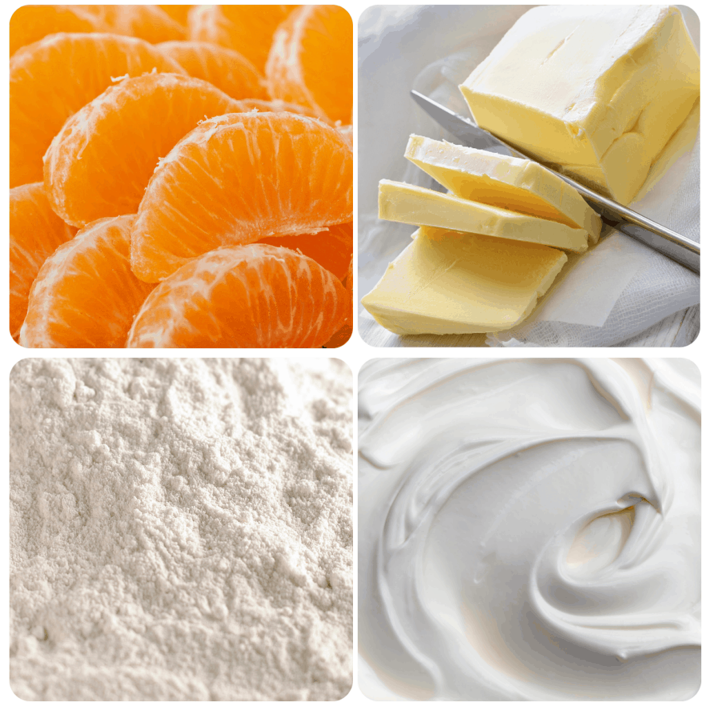 four ingredients used in tangerine drizzle cake