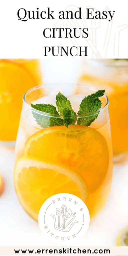 a glass filled with citrus punch