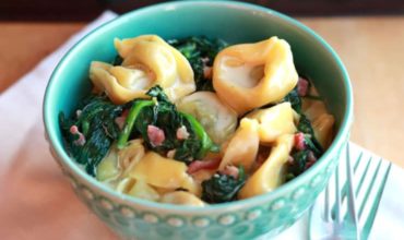 Creamy Tortellini with Pancetta & Spinach