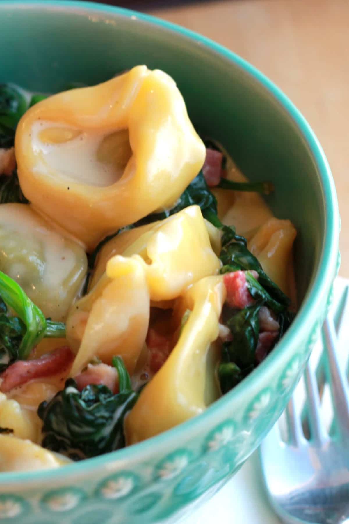 Creamy Tortellini with Pancetta & Spinach Erren's Kitchen