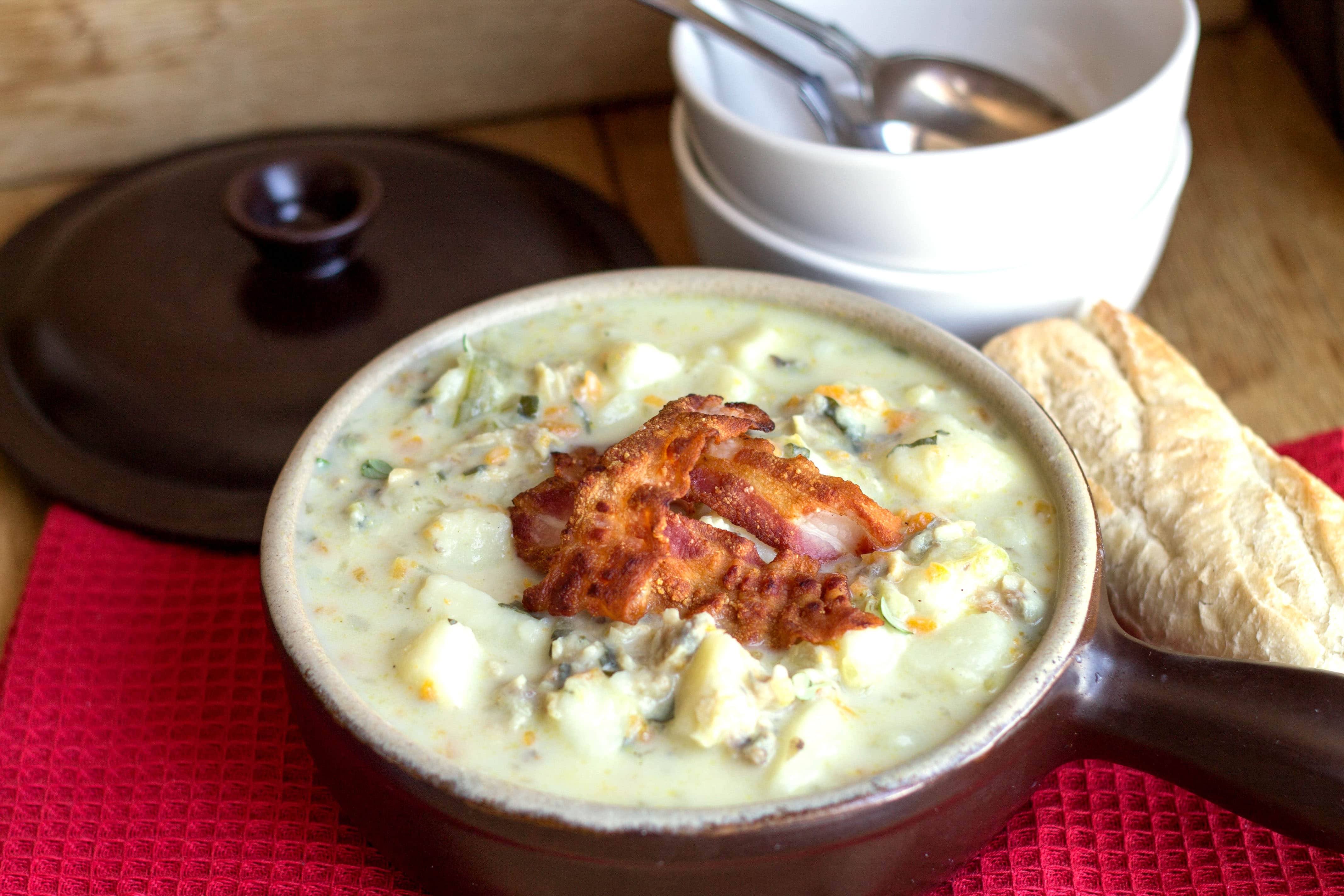 Clam Chowder Topped with Pancetta Erren's Kitchen