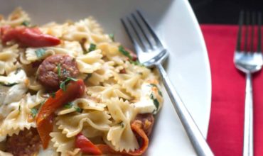 15 Minute Chorizo & Roasted Red Pepper Pasta