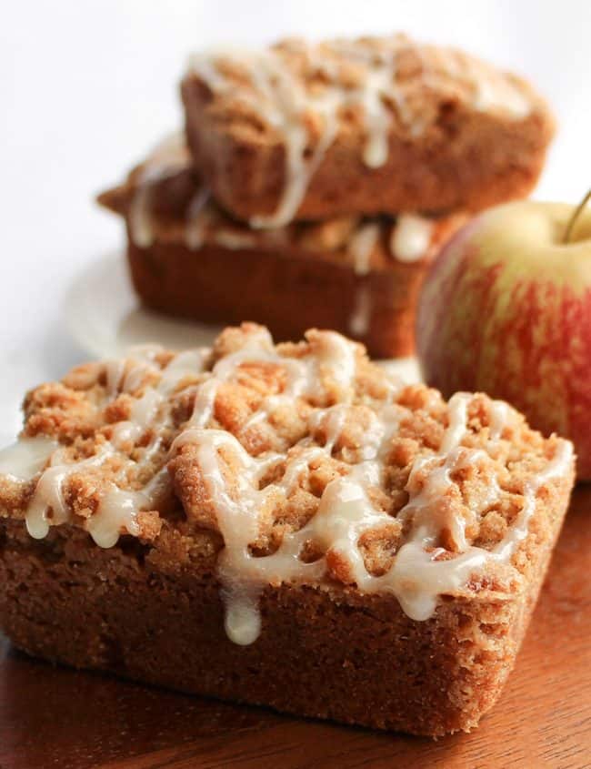 apple crumb cakes with cream cheese frosting ready to eat
