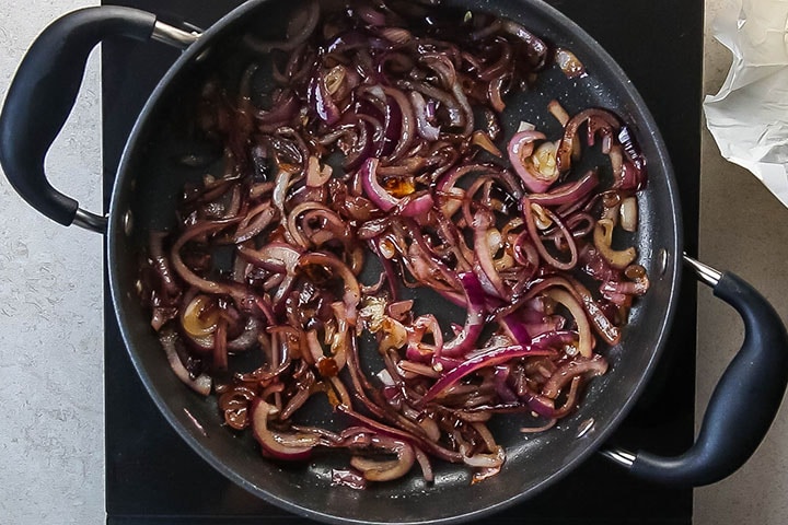 The onions cooked down with the brown sugar