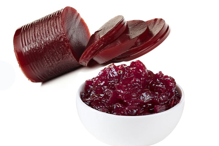 Two types of cranberry sauce side by side