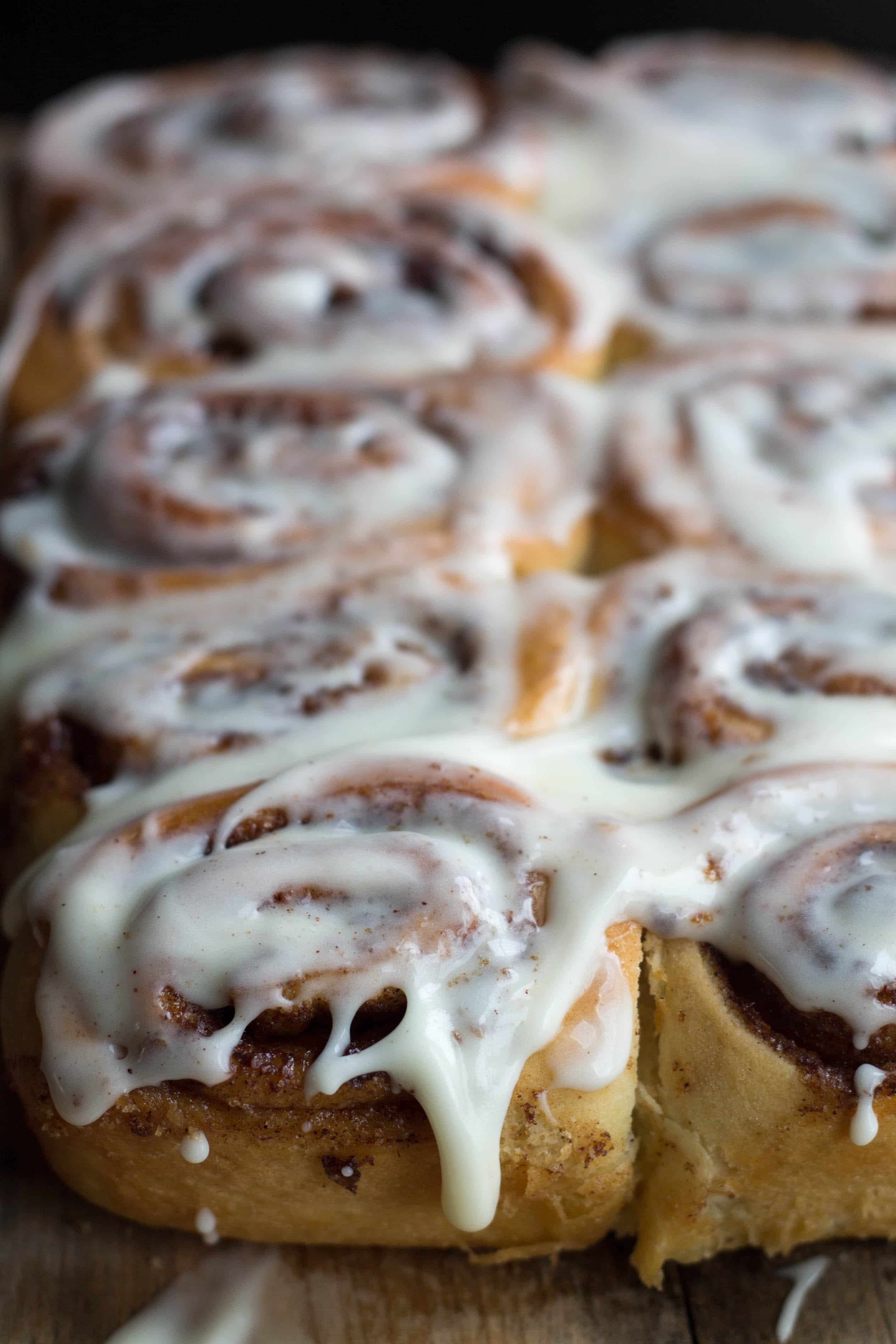 Quick  Cinnamon Rolls iced and ready to eat