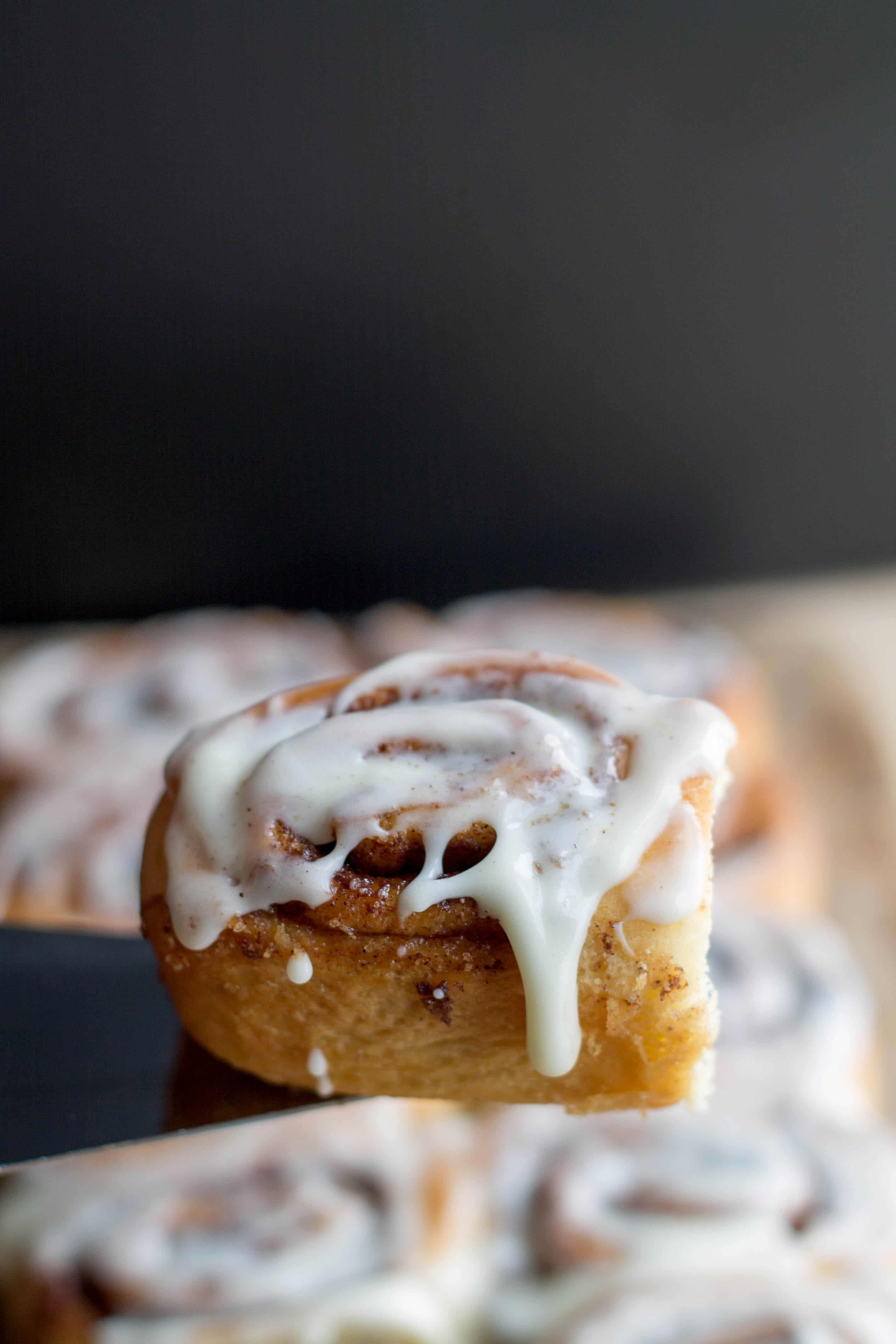 Quick Cinnamon Rolls iced and ready to eat