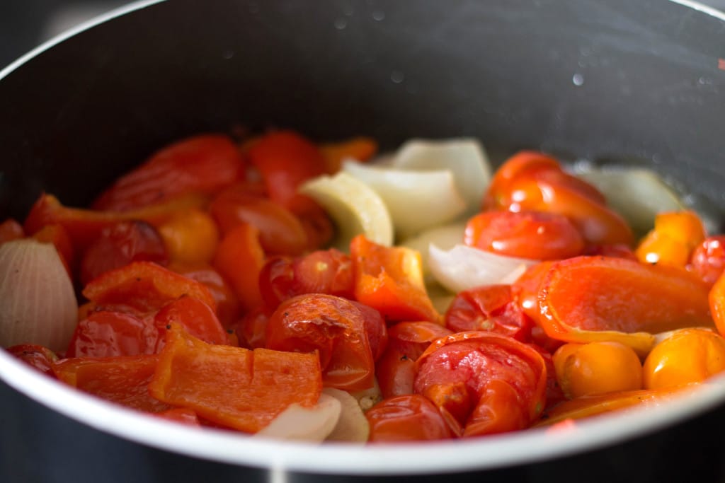 vegetables roasted in a pan