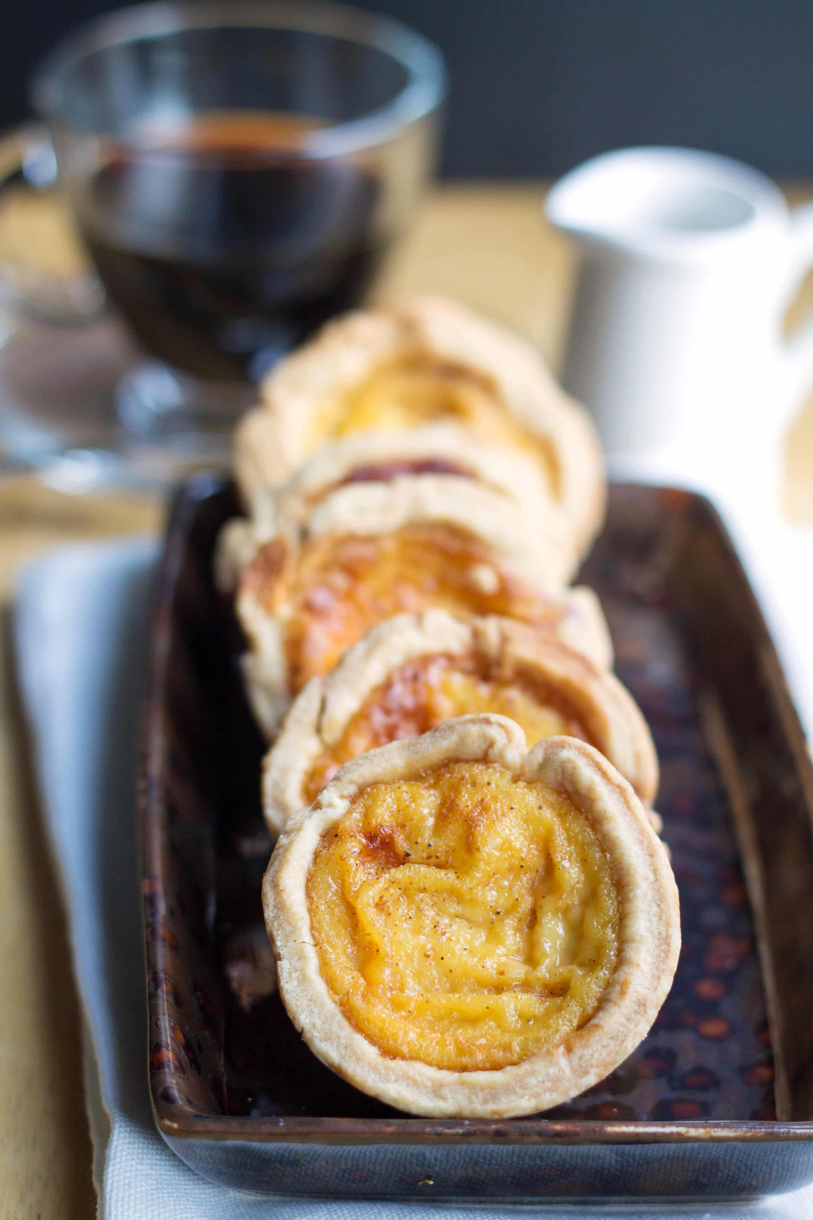 A tray of custard tarts