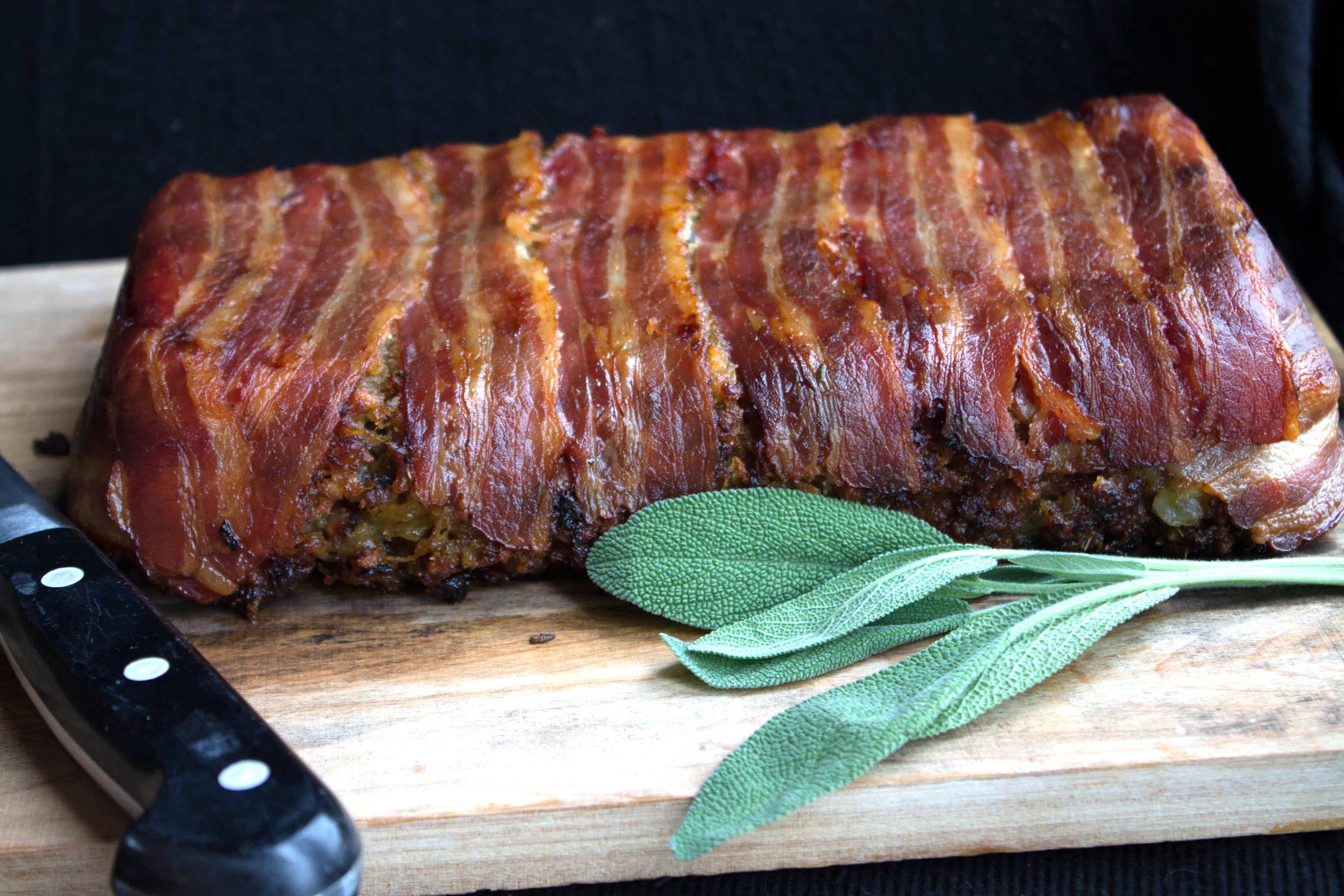 Bacon Wrapped Sage & Sausage Stuffing Erren's Kitchen