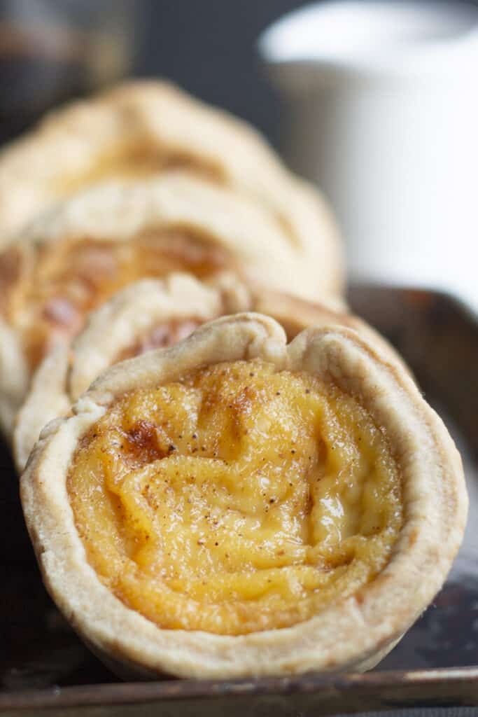 Custard Tarts lined on a plate