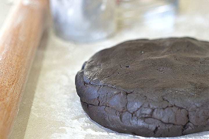 The cookie dough on a floured surface