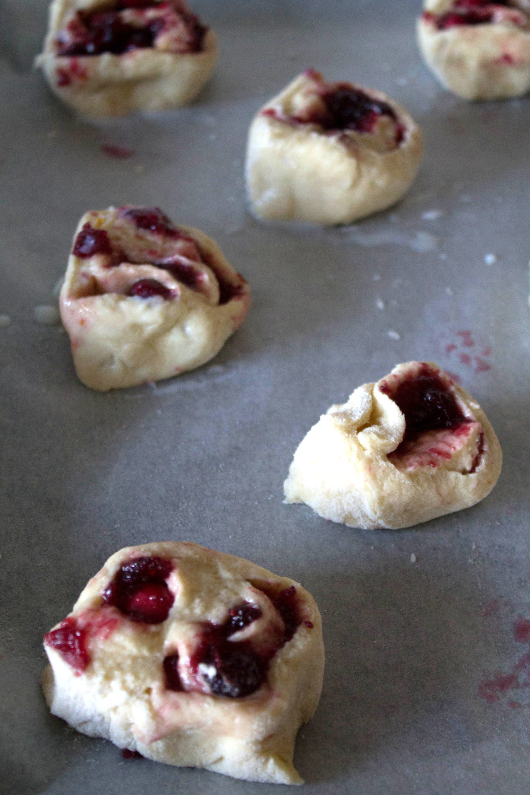 scone dough in individual lumps ready to go into the oven