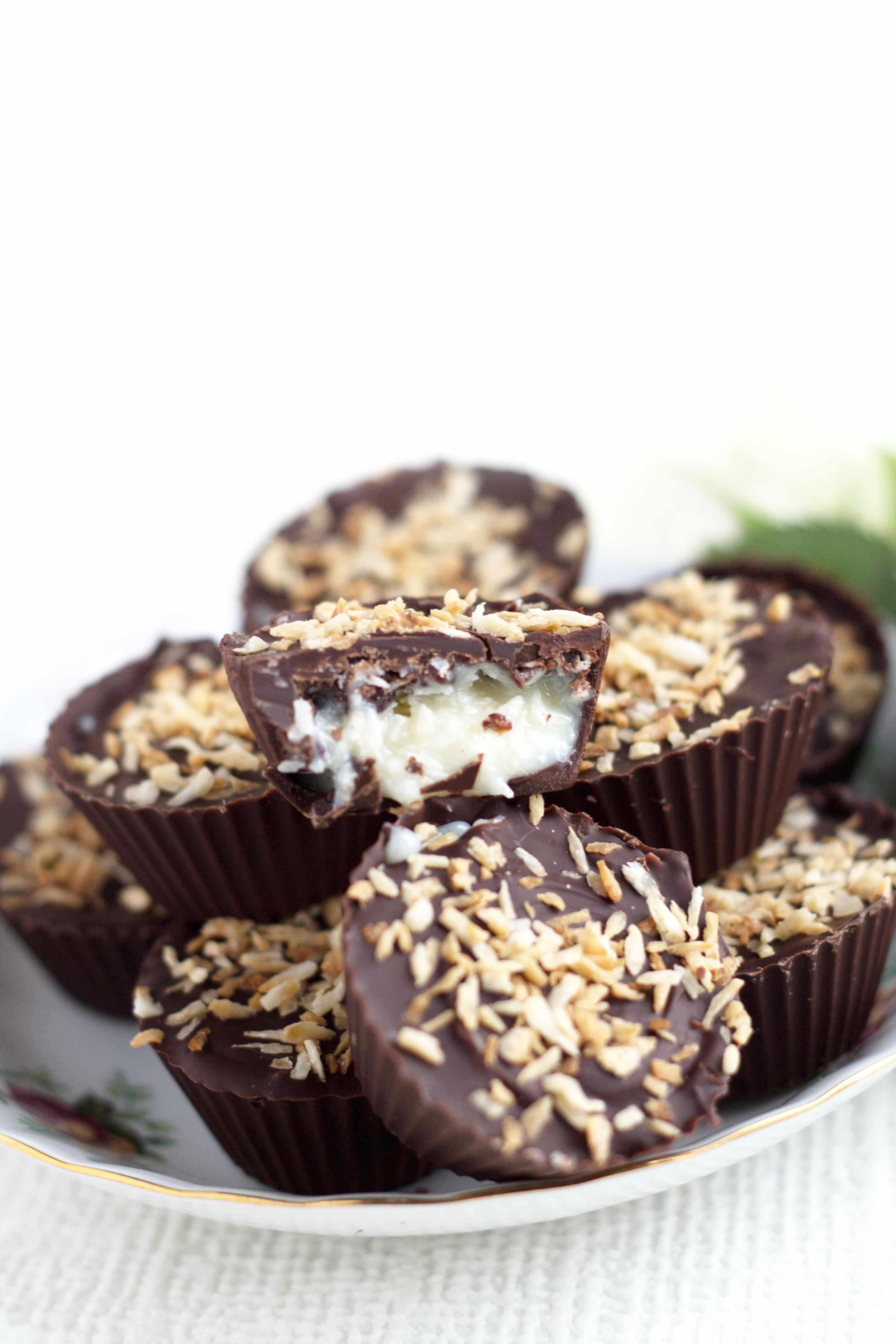 a pile of coconut mounds on a plate