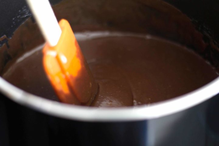 the mixture melted and smooth in the pan