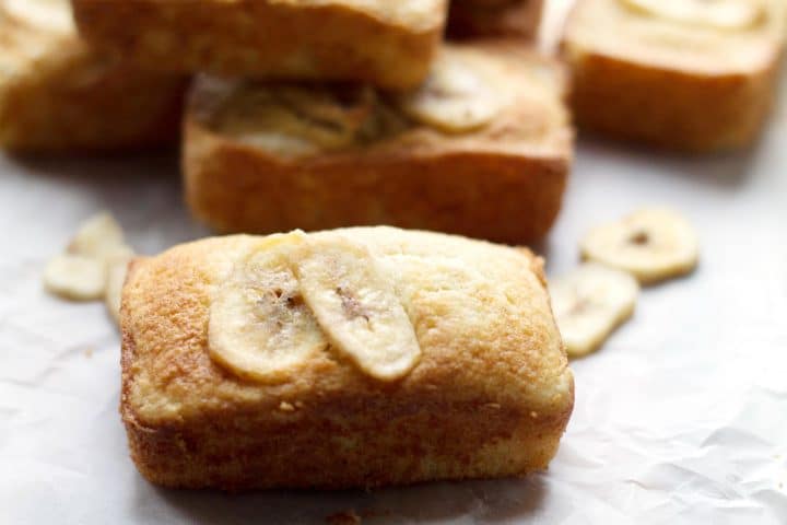 A close up of mini banana breads