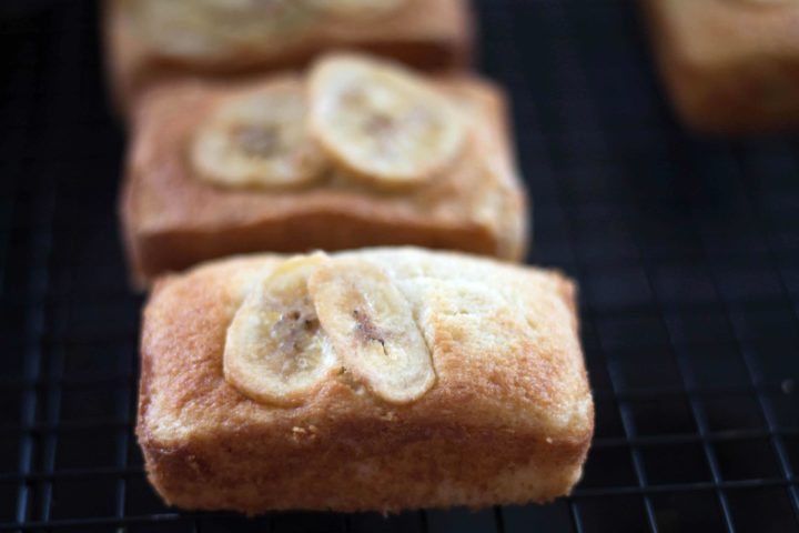 Mini Banana Bread Loaves cooling on a cooling rack