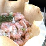 A close up of shrimp Salad