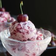 A close up of homemade cherry ice cream