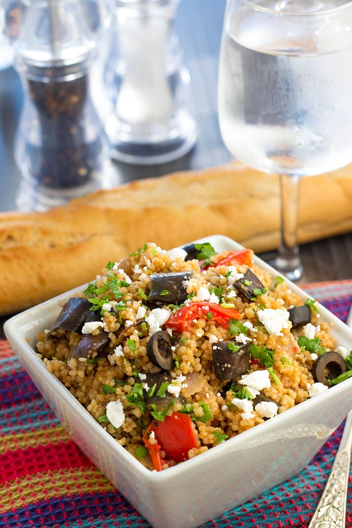 Mediterranean Couscous Salad with Roasted Eggplant