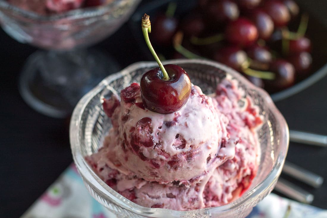 Quick & Easy Homemade Cherry Ice Cream - A simple no churn recipe