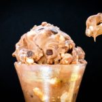 Spoon with no-churn chocolate chip and marshamallow ice cream.