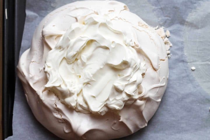 meringue shell filled with whipped cream