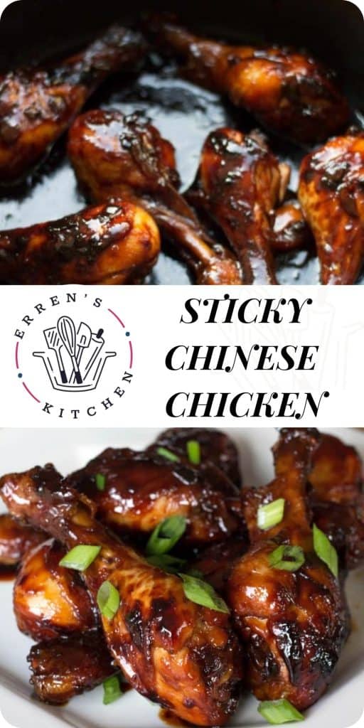sticky chicken in a pan and ready to eat