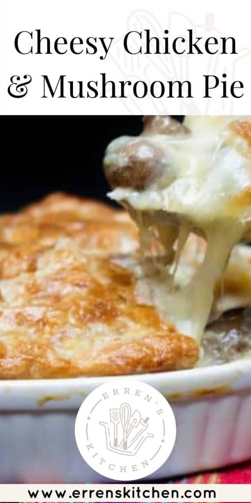 chicken and mushroom pie with a big spoonful being taken from it