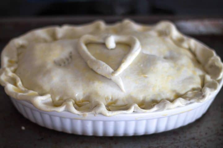 the Cheesy Chicken & Mushroom Pie with the puff pastry on top that's covered with egg wash