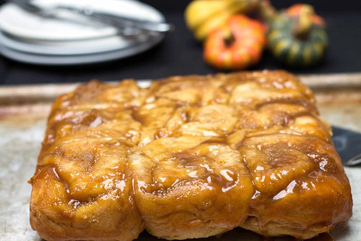 The buns turned out onto a platter glistening with the topping