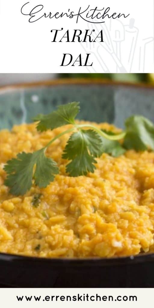 a bowl of tarka dal ready to eat with rice